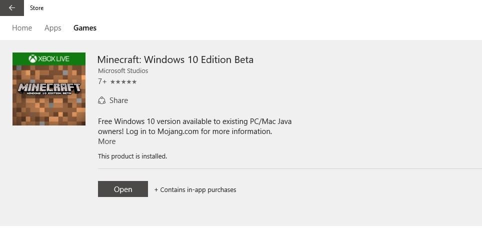 Get Minecraft for Windows 10 for free